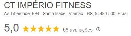 Nota 5 estrelas Google da CT Império Fitness