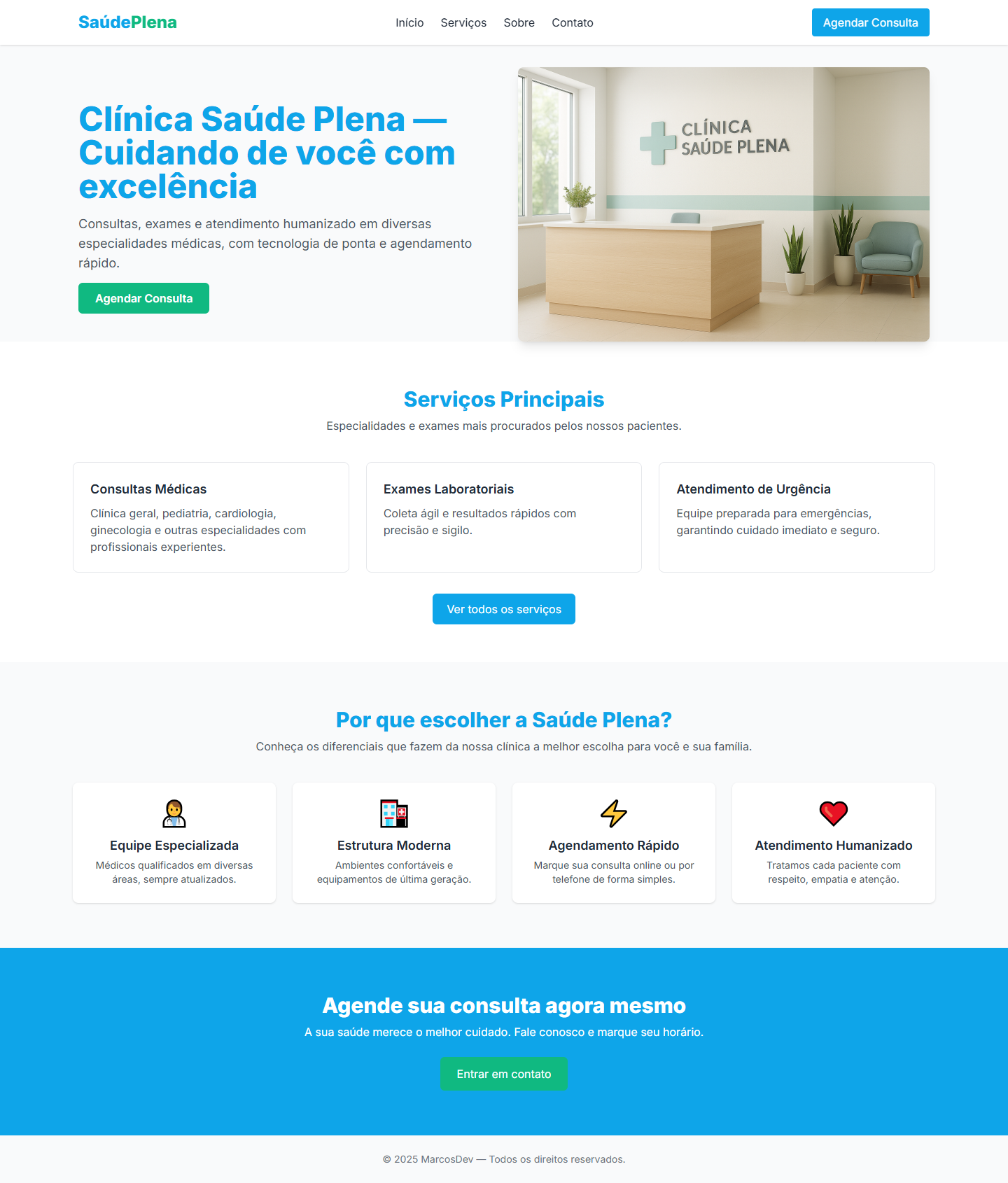 Exemplo de landing page para clínica estética