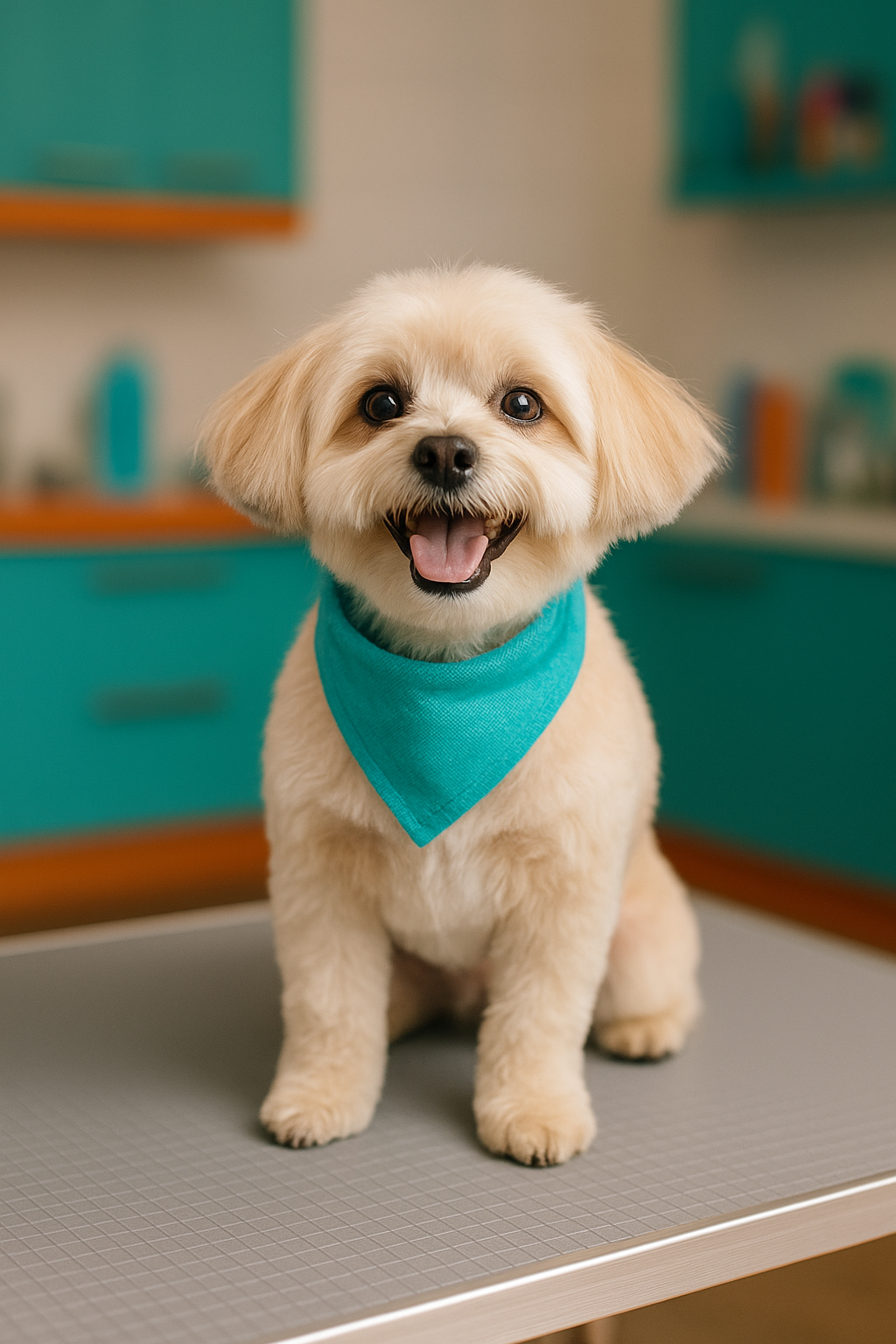 Cachorro limpo e feliz após banho