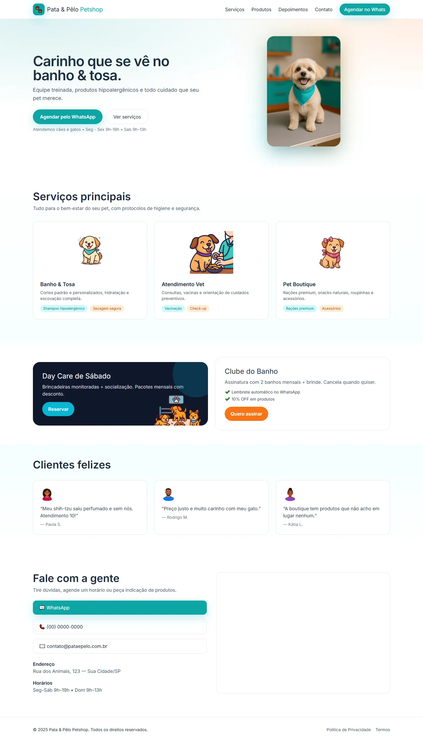 Exemplo de site para negócio local
