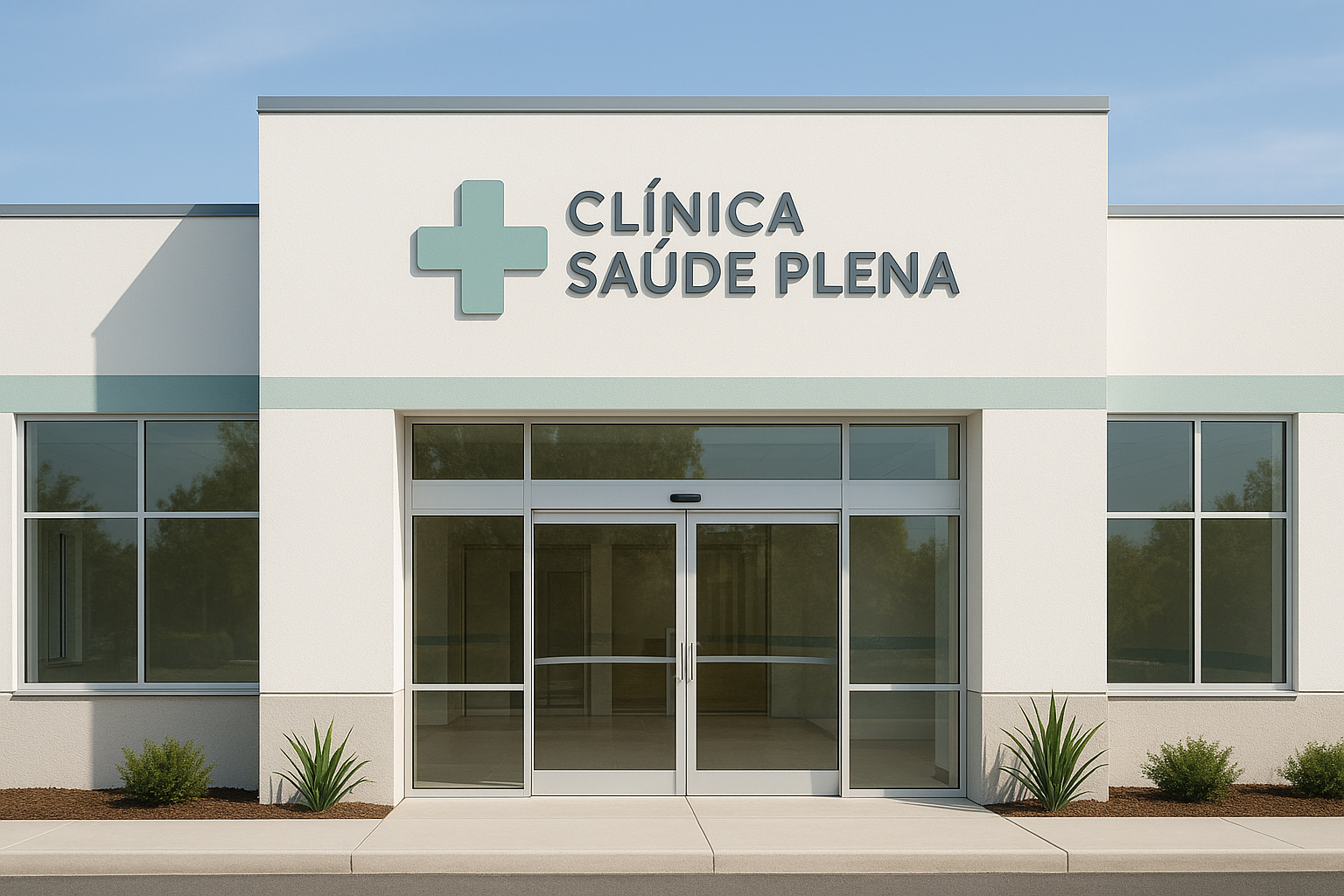 Foto da clínica com fachada moderna e ambiente acolhedor